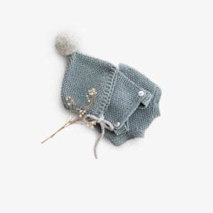 Knitted Baby Suit With a Bobble Hat
